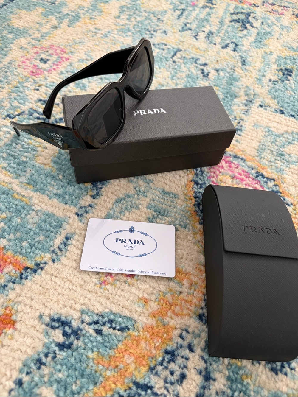 Prada Matte Black Rectangular Sunglasses - Picture 7 of 11